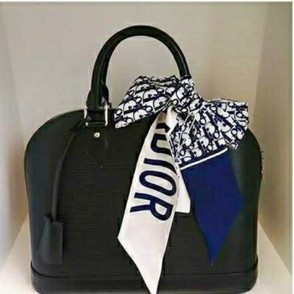 👛 *D*I*O*R* Monogram Print Twilly Bandeau Wrap Scarf - Blue - Picture 2 of 11